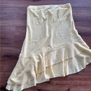 Lucky Brand Light Yellow Terry Cloth Ruffle Swim Coverup size M/L